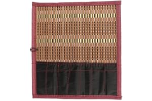 ZONADAH Bolsa enrollable de bambú para pinceles de pintura, 76,2 x 66,6 cm, estuche para lápices, cortina, soporte para pinceles, protector de rodillo para pinceles de caligrafía, bolsa de bambú para