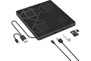 ‎BEVA BEVA Externe CD/DVD Laufwerk USB 3.0 & Type C, DVD Laufwerk mit 2 USB Ports & SD/TF Slot, DVD/CD+/-RW Brenner Drive Tragbar für Laptop, Desktop, MacBook, Windows 11/10/8/7/XP/Vista/Linux, MAC OS