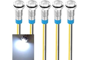 Gebildet 5pcs 8mm 230VAC LED Indicateur en Métal Lampe De Signal Étanche (Blanc)