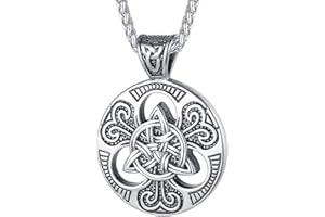 FaithHeart Collier Viking Nœud Celtique Personnalisable,Pendentif Croix Medaille Noeud Celtique