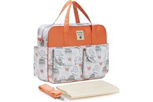 SONARIN Elegante Grande Capacità Borsa Fasciatoio per Neonato,Borsa per il Cambio Borsa a Tracolla Borsa per Pannolini da Viaggio Portatile Impermeabile con Spalline & Fasciatoio
