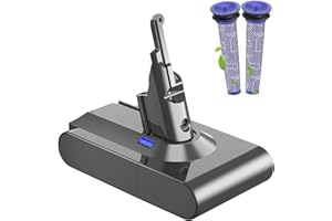 GGIKING Replacement Battery for Dyson V8, 6000mAh Battery for Compatible with Dyson V8 Animal SV10 Absolute Fluffy Cordless Handhold Vacuum Cleaner Toolswith 2 Pre-Filters