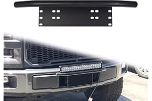 RIGIDON 23 Pouces Support Universel de Plaque D'immatriculation Pare-Chocs Avant Barre LED et Phare de Travail Support de Fixation de Plaque D'immatriculation pour Voiture 4x4 Camion Noir