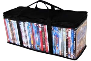 Matedepreso Large Zip Oxford Cloth DVD Storage Bag Portable Protective CD Holder Video - Black, 61 x 22 x 14 cm