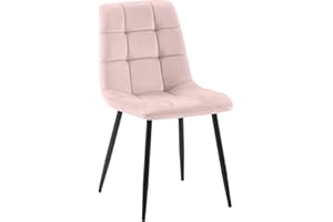 CLP Chaise De Salle A Manger Antibes en Velours I Chaise avec Surface D'assise Matelassée Pieds en Metal I Charge Max.150 Kg, Couleur:Rose