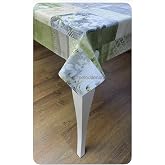 Elyaf astarlı beyaz gelincik desen kaymaz silinebilir pvc muşamba masa &ouml;rt&uuml;s&uuml; Yeşil 100 x 140