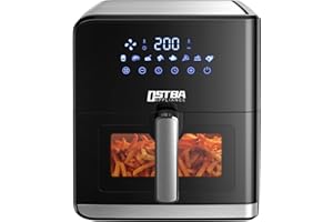 TIASTAR OSTBA APPLIANCE Friggitrice ad Aria Calda con Experience Window, 7.5Litri Air Fryer, Friggitrice Senza Olio con 8 Modalità Preimpostate, Pannello Touch a LED, Timer, Controllo Della Temperatura,1700W