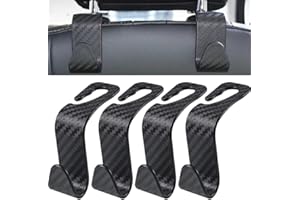 PKQTOP Uniwersalny haczyk na zagłówek samochodowy, na tylne siedzenie, czarny (4 sztuki)