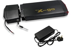 X-go 36V 13Ah Rear Rack Ebike Battery - Lithium-ion Battery for 750W 500W 350W 250W Bafang Mid Drive and Voilamart AW and Other Motor, for 26"-28" Conversion Kit V-brake (No Rack)