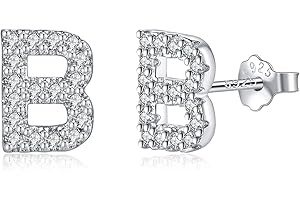 TIZU Orecchini con Lettere in Argento 925 Alberino Orecchini Anallergici per Donna Bambina Ragazza Orecchini Piccoli Iniziali con Zirconi Cubici Idee Regalo per Lei