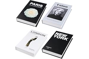 DURONGE 4 Stück Deko Bücher für Heimdekor, Dekorative Bücher Faltbare, Buchattrappe Deko Bücher Set, Gefälschte Bücher Display Bücher, für Wohnkultur Bücherregal, Couchtisch, Regale, Büro (schwarz und weiß)