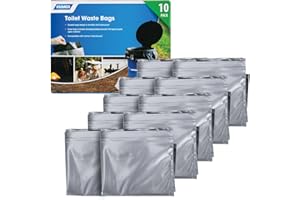 CAMCO Double Bag Design Portable Toilet Waste Bags, Black, Pack of 10 (41548)