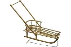 Rawstyle Wooden sledge with backrest + pull cord + push bar - backrest children's sledge - sledge made of beech wood children's sledge