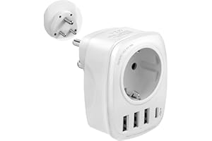 VINTAR 1 PCS Reiseadapter Indien, Reiseadapter Typ D mit 3 USB und 15W 1USBC, Indien Adapter Steckdose für Indien Sri Lanka, Nepal