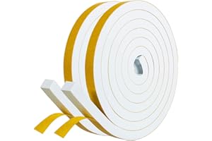 fowong Dichtungsband Selbstklebend für Türen Fenster-Abnehmbarer Klebstoff, 12mm(B) x12mm(D)/4m, Türdichtung Selbstklebend Fensterdichtung Gummidichtungsband Wetterfest, Kollisionsprävention, weiß