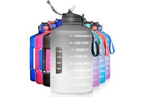ETDW Borraccia da gallone con cannuccia e indicatore del tempo, enorme borraccia sportiva con manico, senza BPA, a tenuta stagna, grande contenitore per l'acqua, per fitness, palestra, yoga e attività