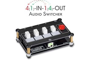 Nobsound Little Bear - Interruptor de Audio pasivo (4 vías, 3,5 mm, Mini estéreo, AUX Audio, selector Manual, Distribuidor de Audio 4(1)-in-1(4)-out