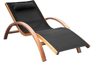 Outsunny Tumbona Hamaca 161x72x68cm Jardin Terraza Playa Piscina Patio Hotel Madera Negro