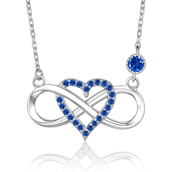 Collier Pendentif Infini Cœur - Argenté Avec Boîte Cadeau Rose - Neuf