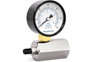 MEANLIN MEASURE 0~60Psi/0~4Bar 2"Steel Double Graduated Air Test Pressure gauges, 3/4" FBSP Connection, +/-3-2-3% Accuracy