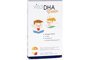 U.G.A. NUTRACEUTICALS VitaDHA Brain Omega 3 Bambini 3+ Anni IFOS 5 Stelle (30 Jelly Morbide) - Senza Retrogusto di Olio di Pesce e Senza Zucchero - Gusto Fragola e Limone con Vitamina D3 e B