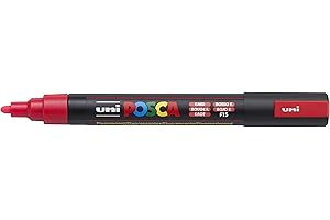 uni-ball POSCA (182577) markery o średniej grubości okrągłej końcówce, neonowy czerwony