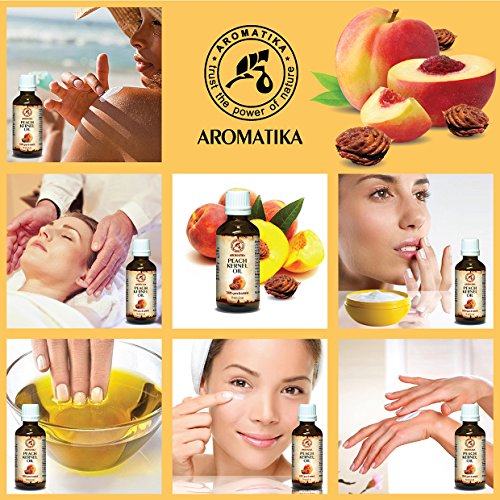 Pfirsichkernöl, Peach kernel oil, 100% rein und natürlich, 50ml Glasflasche, Basisöl, Italien, geruchslos, Pfirsichöl reich an Vitaminen, kaltgepresst und raffiniert, nährend, Körperöl, Befeuchtung, intensive multi-funktionale Pflege fur Gesicht, Körper, Haare, Haut, Nägel, Hände, Anti-Falten / Anti-Aging /Anti Cellulite /Dehnungsstreifen, gut mit ätherischem Öl, für Schönheit/ Aromatherapie/ Entspannung/ Massage/ Wellness/ Kosmetik/ Körperpflege / Spizenqualität / Hypoallergen von AROMATIKA - 3