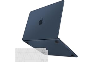 TECOOL Premium Cover Smerigliata Ultrasottile per MacBook Air M4 M3 M2 13,6 Pollici 2025 2024 2022 A3240 A3113 A2681, [per Colore Ufficiale Mezzanotte Blu] Custodia Rigida e Copritastiera UE in TPU
