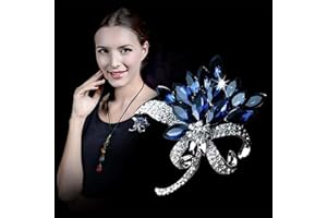 WENDALERN Strass Fiore Spilla Pin Scintillante Blu Cristallo Spilla Floreale Classico Matrimonio Sposa Corsage Bouquet Lapel Pin Sciarpa Vintage Scialle Abbigliamento Accessori Gioielli Per Le Donne Ragazze
