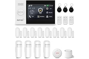 XNY Schermo Tattile Completo Allarme Casa Senza Fili 4G, Allarme Casa WiFi con Sirena, Antifurto Casa Wireless con Avviso APP, 21 Pezzi: Sensore di movimento, Sensore per Porte e Finestre, Telecomando