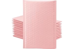 Switory 50 szt. Poly Bubble Mailers, 10,2 x 17,7 cm wyściełane koperty z podszewką bąbelkową torby polimerowe do wysyłki opakowań wysyłkowych samouszczelniające, jasnoróżowe (rozmiar zewnętrzny: 10,2