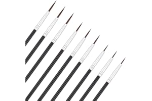 NICECRAFT 9 Pcs Fine Detail Paint Brush Set 000/00/0 Acrylic Fine Tip Miniature Small Thin Detail Tiny Paintbrushes Kit for Art Painting Watercolor Oil Model Face Nail Scale Line Drawing Black