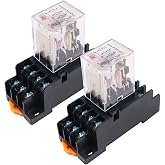 WANGCL 2 x Mini Relay AC220V Electromagnetic Switch 8 Pin DPDT 2NO + 2NC Relay with Base LED Indicator Sock et