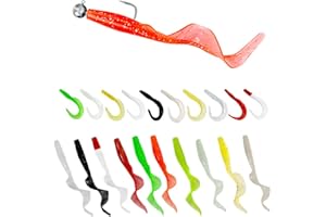 Senvenelec 30Pcs Kunstköder, bionisches weiches Silikon, Kunstköder Großer gerollter Schwanzrock-Riemen, Angelköder, grüner umweltfreundlicher starker Köderköder.