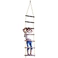 Homecute Rope Ladder for Kids for Physical Activity, Outdoor & Indoor Swing Set Accessories, Wooden Children Climbing Swing Kids Sports Toys for 3 to 10 Years (Ninja Ladder)