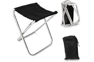 SOKANA Folding Stool Camping - Adults Lightweight Camping Stool | High Portable Chair for Fishing Walking Festival Travel Garden, Hold Up 80kg (Silver Legs)