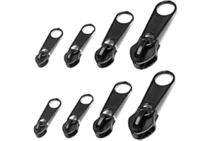 JC.UPIN 8Pcs Zipper Pull Replacement,Zinc Alloy Zips for Sewing Assorted Sizes UK Zip Puller,Detachable Zip Repair Kit,Extension & Fixing Pulls Rescue for Repair Clothes Jeans Coats Jacket Backpack Luggage
