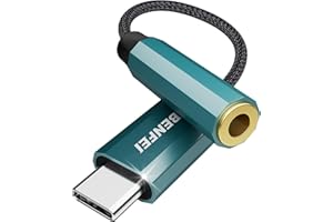 BENFEI Adapter USB C na gniazdo audio z chipsetem DAC, żeńskie słuchawki z USB-C na 3,5mm kompatybilne z iPhonem 15 Pro Max/15 Pro/15, Samsungiem Galaxy S24/S23/S22/S21 Ultra, iPadem Pro, Pixel 8 Blue