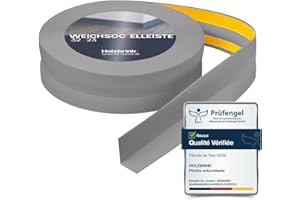 HOLZBRINK Plinthe souple autoadhésive 32x23mm, 5 m | Plinthe PVC pour finition plan de travail, meubles cuisine | Lame PVC adhesive | Couleur : gris clair