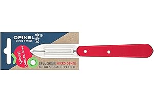 Opinel - Eplucheur pour Fruits et Légumes - Lame Micro-Dentée 6 cm Acier Inox, Manche Charme - Epluche-Légumes, Tomates, Kiwis - Coupe Facile - Rouge
