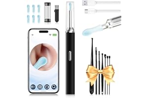 Ohrenschmalz Entferner Otoskop, Robofun Ohrenreiniger Mit Kamera, 1000W HD WiFi 360°-Weitwinkel Ohrreiniger mit 6 LEDs für iPhone, iPad und Android-Smartphones, für Baby Kinder Erwachsene (Schwarz)