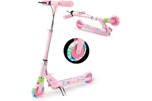 TENBOOM Scooter for Kids Ages 4-7, 2 Wheels Light Up Gift Scooters for Girls Boys Ages 6-12, Easy Folding Kids Scooter with 3 Levels Adjustable Handlebar and Rear Brake…