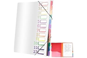 GREAT BRITISH TRADING LIMITED Delamiya Teczka na dokumenty A4, przenośna teczka z 12 przegródkami, tworzywo sztuczne PP, teczka na dokumenty z gumką, wodoszczelna, do szkoły, na artykuły biurowe (czarna)