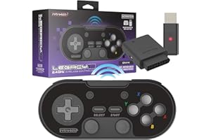 RETRO-BIT Retrobit Legacy 16 Manette sans Fil Noir pour Switch/PC/Steam/Raspberry Pi/Snes/Android 2,4 g