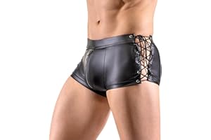 Generisch 2025 Lencería sexy para hombres Traje de charol Sexy Chaleco Tirante Negro Pantalones Cortos Escenario Performance Top Pantalones Lencería Medias Rojo