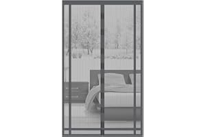 Sekey Mosquitera magnética para puerta de balcón sin agujeros, se puede cortar, cortina para puerta, protección contra insectos, cortina con cinta adhesiva ampliada, 130 x 220 cm, gris