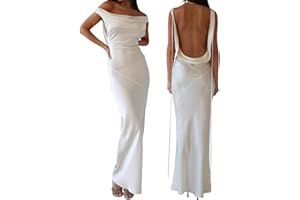 MAHUAOYIXI Vestito Maxi Lungo Donna Elegante Senza Schienale, Cocktail Senza Maniche Slim Vita Alta, Abito da Sera Sexy