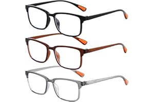 InfiniZer 3 Pack Reading Glasses for Men, Blue Light Blocking (415-455nm), Lightweight 11g Sporty Frame, Comfortable Unisex Readers