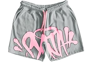 XYYYHTL Syna World Shorts Men Women Casual Print Drawstring Pant Lightweight Summer Beachwear Synaworld Shorts Y2K Hip Hop Streetwear