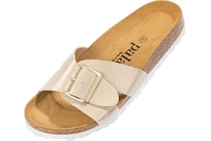 Palado Tinos Metallic Women's Mules, Extra Comfortable Sandals, Slippers, with Natural Cork, Made in EU, with Sole Made of Natural Leather